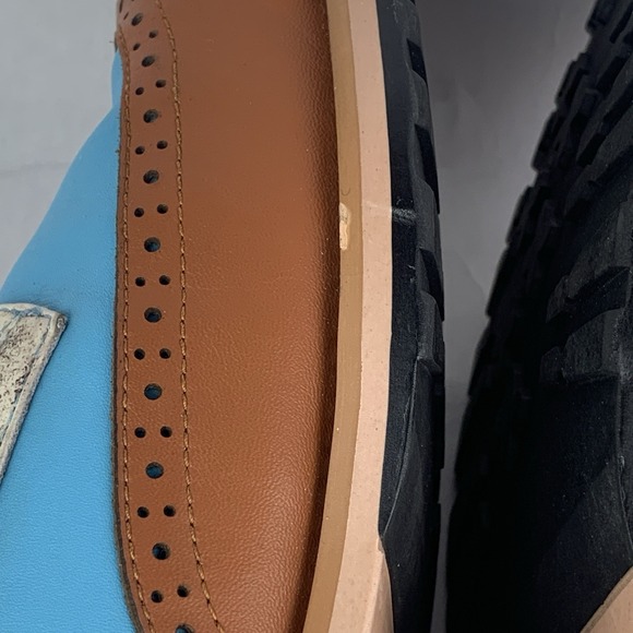 Men\'s Oxford Wingtip Leather Dress Shoes Baby Blue 2 Tone Floral Sz 10 US 43 EU main image 4